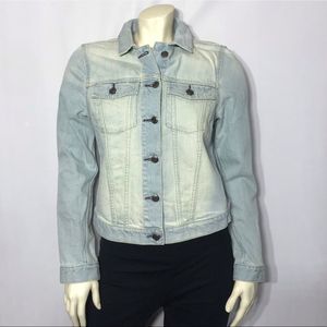 Boston Proper Two-Tone Light Wash Denim Jacket